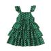 KIMI BEAR Infant Girls Dress 18 Months Infant Girls Spring Summer Dress 24 Months Infant Girls Tiny Dot Prints Ruffles Slip Dress Green