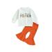 Douhoow Toddler Baby Girls Halloween Pumpkin Pullover Flare Pants 2Pcs Kids Fall Clothes