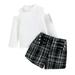 TOWED22 Girl Outfits Oddler Baby Girl Skirt Outfit Solid Color Long Sleeve Turtleneck Knit Sweater (White 2-3 Y)