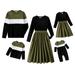 PatPat Family Matching Long-sleeve Button Front Solid Spliced Dresses and Colorblock Rib Knit Tops Sets