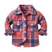 Entyinea Toddler Boys Girls Jacket Coat Long Sleeve Shirt Casual Fall Button Down Tops with Pockets Red 130