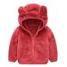 Shldybc Baby Days Savings! Toddler Baby Boys Girls Fleece Hoodie Jacket Solid Color Plush Cute Bear Ears Winter Zip Up Jacket Kids Coat Outwear Baby Coat on Clearance( Red 18-24 Months )