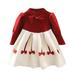 Youmylove Dresses For Girls Kids Toddler Child Baby Girls Long Sleeve Patchwork Bowknot Sweater Princess Dress Outfits