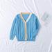 Shldybc Baby Days Savings! Baby Girls Cotton Cardigan Long Sleeve Kid Button Down Sweater Girl V Neck Cardigans Fall Winter Knitwear Jacket Girls Cardigans on Clearance( Blue 2-3 Years )