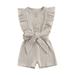 TOPGOD Kids Girls Playsuit Crew Neck Ruffles Sleeveless Solid Color Rib Knit Jumpsuits Summer Casual Clothes Bodysuits Romper with Belt