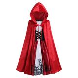 IBTOM CASTLE Kids Toddler Girls Little Red Riding Hood Birthday Party Princess Dress with Hooded Cloak Cape 2PCS Halloween Cosplay Outfits 2-3 Years Red