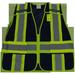 Petra Roc 2 in. Navy Blue Mesh & Lime Green Contrast Expandable 5 Point Breakaway Vest Silver Reflective Tapes 2 Pockets Mic-Tabs Regular Small & Extra Large