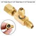 BUYISI Tee Adapter 1/4X1/4X1/4 SAE Flare Add Gauge Deep Vacuum Pump/Manifold Set