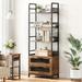 Homefan Bookshelf with Drawers Industrial Bookcase with 4 Tiers Open Storage Shelves Rustic Bookshelves Tall Display Racks Farmhouse Bookshelf for Bedroom Living Room Home Office Brown
