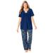 Plus Size Women's Embroidered Short-Sleeve Sleep Top by Catherines in Evening Blue (Size 3X)