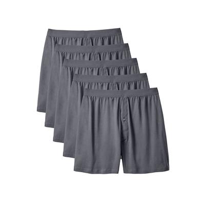 Men's Big & Tall 5-Pack Cotton Boxers by KingSize in Steel (Size 4XL)