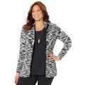 Plus Size Women's Cozy Chenille Zip Cardigan by Catherines in Black Space Dye (Size 0X)