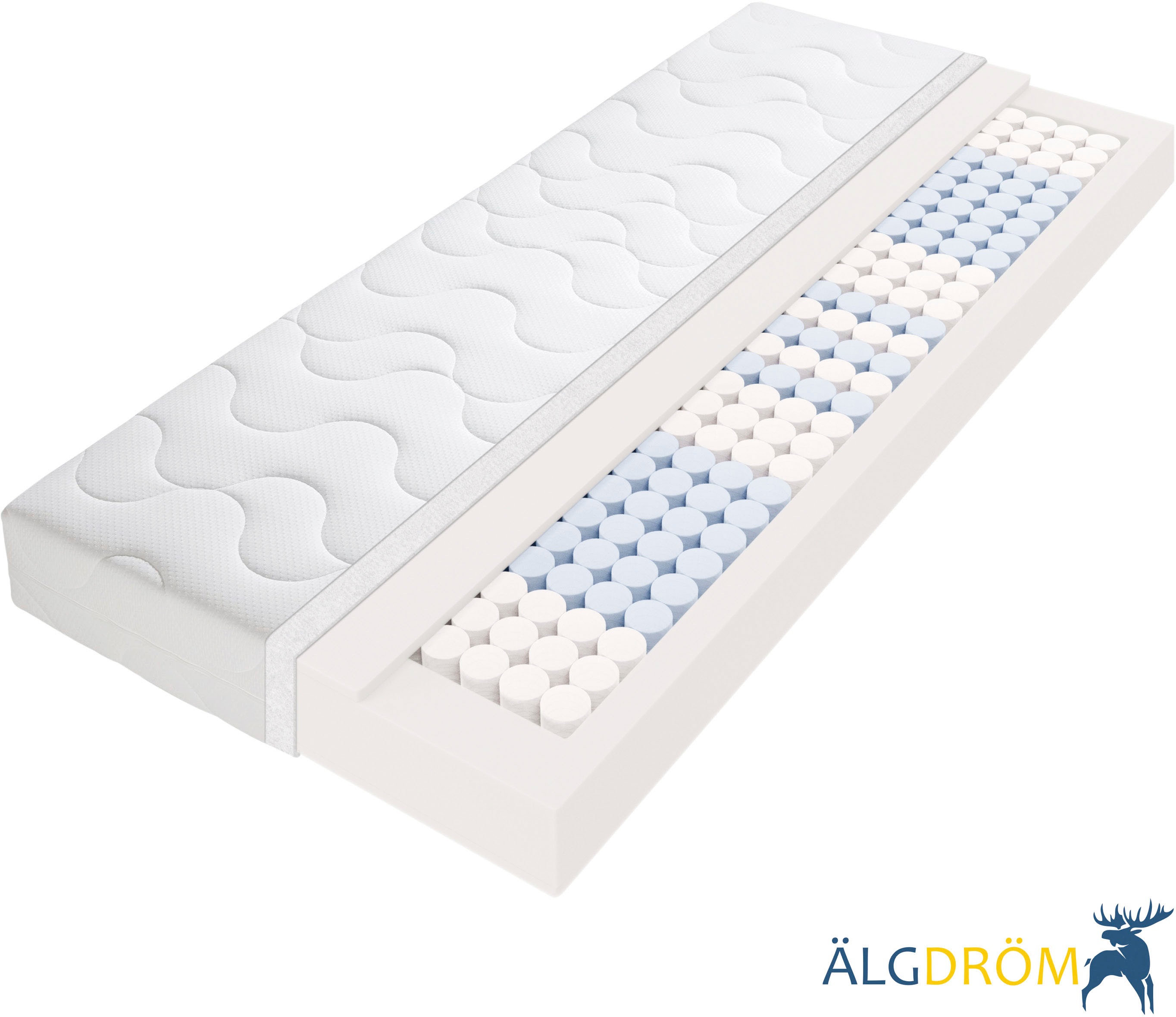 Taschenfederkernmatratze ÄLGDRÖM "Kirkja 7-Zonen Matratze 90x200 cm, 140x200 cm & weitere Größen", weiß, B:90cm H:21cm L:200cm, Obermaterial: 100% Polyester, Matratzen, Taschenfederkernmatratze, Matratzen H2 / H3, ergonomisch, atmungsaktiv