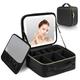 Makeup Bag with Light up Mirror - Large Make up Organiser Bag Travel Essentials - Professional Vanity Case Portable Cosmetic Organiser Storage Bags with Compartments for Women Gift - Black