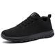 FLOWING PLUME Mens Trainers Running Walking Shoes Lightweight Breathable Casual Comfortable Sneaker Fitness Gym Sports Jogging (Black,7 UK)