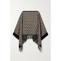 Valentino Garavani - Fringed Jacquard-knit Wool And Cashmere-blend Poncho - Black