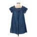 Corey Lynn Calter Casual Dress - A-Line Tie Neck Short sleeves: Blue Print Dresses - Women's Size Medium