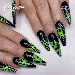 Fofosbeauty 24pcs Press on False Nails Tips Coffin Fake Acrylic Nails Spider Web Green