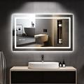 Dextrus 40 x24 LED Mirror for Bathroom Lighted Mirrors Wall Mount Bathroom Vanity Mirror with Lights Gradient Front and Backlit Double LED Makeup Mirror Anti-Fog Memory Function Tempered Glass