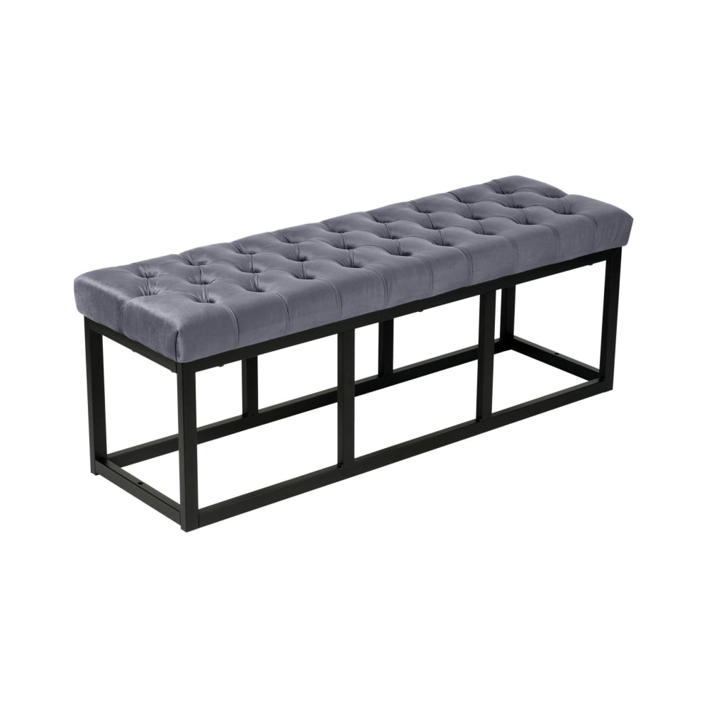 Banquette avec cadre en métal et assise en velours Gris