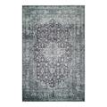 Tapis plat vintage motif classique effet usé gris vert 110x170