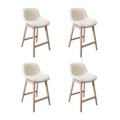 Tabourets de bar 65cm en chêne et assise tissu bouclette - Lot de 4