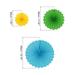 Hanging Paper Fans Party Set 12Pcs Decoration for Birthday Wedding Multicolor - Blue Green Red Yellow Pink Purple