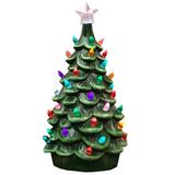 13.5" Ceramic Christmas Tree with Multi Colored Lights Table Top Decoration