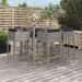 vidaXL 7 Piece Patio Bar Set with Cushions Gray Poly Rattan - 19.7" x 18.9" x 39.4"