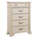 Akia 53 Inch 5 Drawer Tall Dresser Chest, Round Metal Knobs, Crisp White