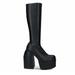 Punk Style Boots Autumn Winter High Heels Elastic Microfiber Knee-High Shoes Women Black Leather Boot Waterproof Platform Shoes Q6C1