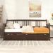 Twin Size Daybed with Twin Size Extendable Trundle Daybed, Wood Bed with Guardrail No Box Spring Needed for Small Living Spaces