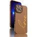 iPhone 13 Pro Case Cute Abstract Art Line Painting Phone Case for Women/Girls Gold Plated Letter Case with Full Camera Lens Protective Phone Cases for iPhone 13 Pro 6.1 inch Brown