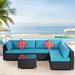 7-Piece Outdoor Furniture Set, PE Rattan Wicker Cushioned Sofa Set, Outdoor Couch Patio Furniture with 2 Pillows & Coffee Table