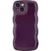 Solid Color Curly Wave Frame Soft Compatible with iPhone Case (Light Purple iPhone 14 Pro Max)