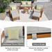6-Piece Outdoor Patio Furniture Set, Wood Conversation Set Sectional Garden Seating Chat Set with Seat Cushions and Ottomans