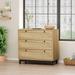 30.31" 3 Drawers Storage Cabinet Rope Woven Drawer for Bedroom, Living Room, Dining Room, Hallways, Oak