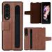 for Samsung Galaxy Z Fold 4 5G Premium PU Leather Case with Pen Slot Classic Lightweight Shockproof Kickstand Folding Case Cover Compatible with Samsung Galaxy Z Fold 4 5G - Brown