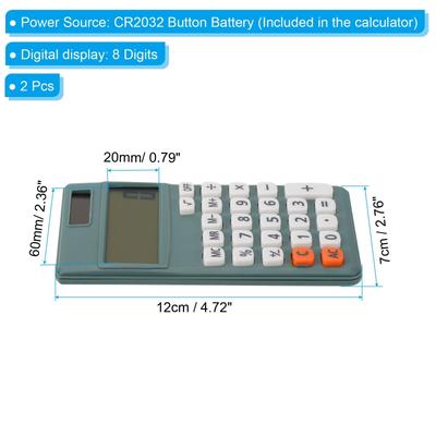 Desktop Calculator, 2 Pcs 8 Digit LCD Display Battery Power Calculator