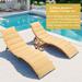 3 Piece Set Outdoor Patio Wood Portable Extended Chaise Lounge Set with Foldable Tea Table for Balcony Poolside and Garden