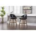 Swivel Bar Stools with Back Set of 2, Upholstered PU Leather Swivel Bar Stool with Solid Wooden Legs and Nailhead Decoration