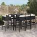 vidaXL 9 Piece Patio Bar Set with Cushions Black Poly Rattan - 19.7" x 18.9" x 39.4"