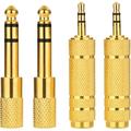 (4-Pack) Stereo Audio Plug Adapter 3.5mm M to 6.35mm F Stereo Pure Copper Adapter 1/8 Inch Plug Male to 1/4 Inch Jack Female Stereo Adapter for Headphone Microphone