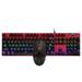 UHUYA Keyboard and Mouse Combo FVQ609 Real Mechanical Keyboard Gaming RGB Lighting 104 Keys Laptop Wired Keyboard and Mouse Set Red