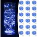 18 Pack Fairy Lights Battery Operated - 6.6 ft 20 LED Mini String Lights Waterproof Silver Wire Firefly Lights for Vases Mason Jars DIY Crafts Plants Table Centerpieces Wedding Blue