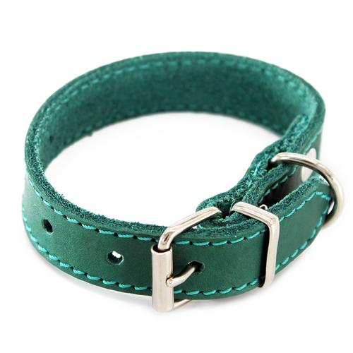 Heim Halsband mit Ziernaht, petrol 22-28cm, B20mm Hund