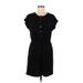 Aqua Casual Dress - Mini Crew Neck Short sleeves: Black Print Dresses - Women's Size Medium