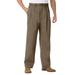 Men's Big & Tall Knockarounds® Full-Elastic Waist Pleated Pants by KingSize in Bark (Size 6XL 38)
