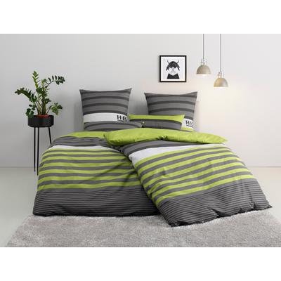 Bettwäsche H.I.S "Majoran", grün, B/L: 135cm x 200cm, , Polycotton recycelt, B/L: 40cm x 80cm, Polycotton recycelt, Obermaterial: 52% Polyester, 48% Baumwolle, Bettwäsche, gestreifte Bettwäsche in verschiedenen Qualitäten Image