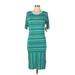 Lularoe Casual Dress - Sheath: Teal Stripes Dresses - New - Women's Size Large